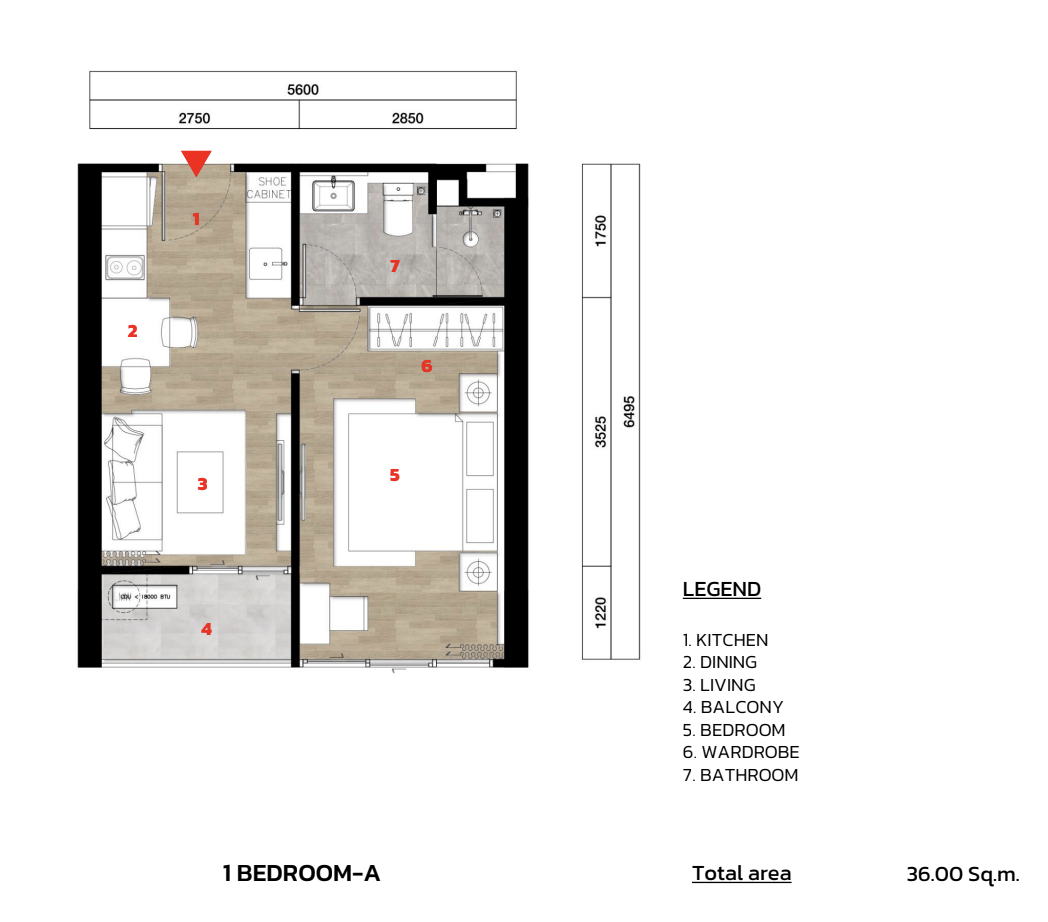 Ozon 1 bedroom 36 m